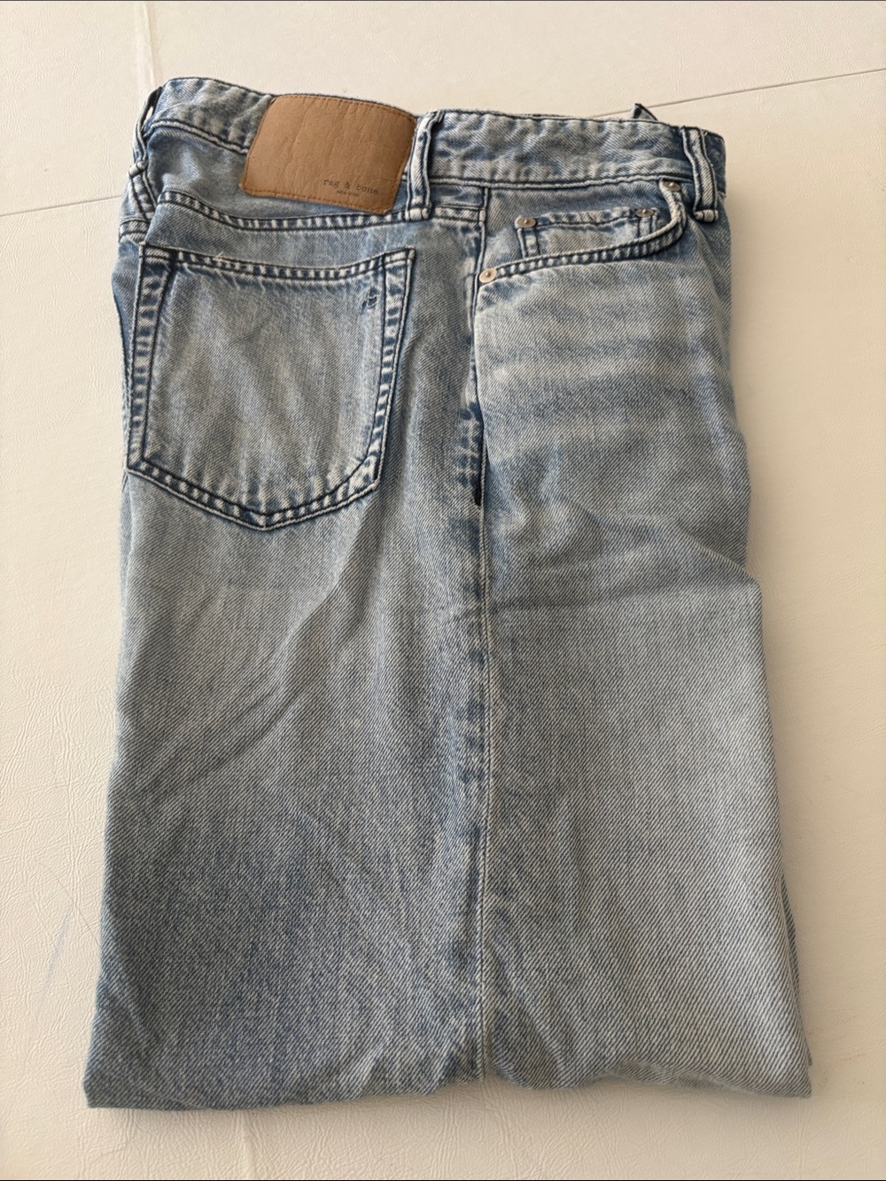 rag & bone Light Blue Wide-Leg Denim Jeans